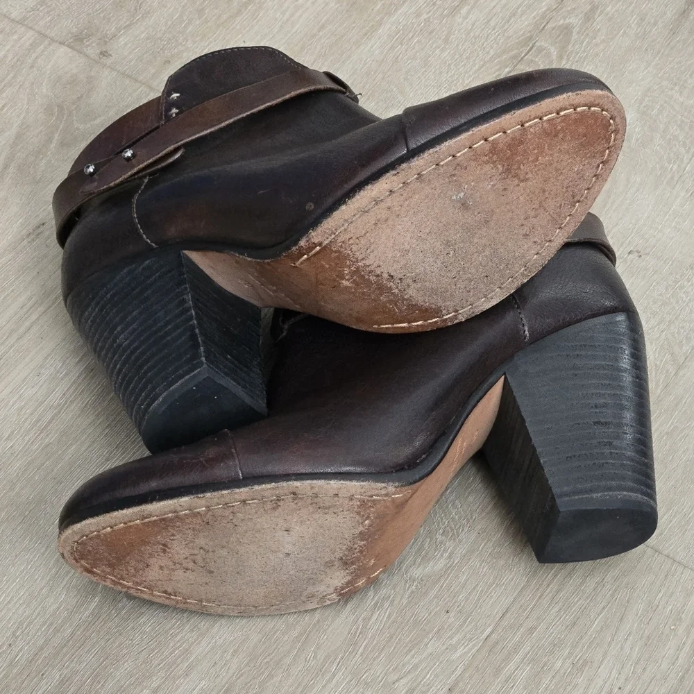 Rag & Bone Harrow Dark Brown Leather Ankle Boots Size 40 EU 9 US
